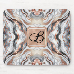 Mousepad Rosa Dourado Glam Feminino e Mármore Branco Prata 