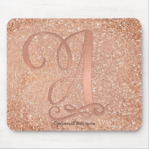 Mousepad Rosa Dourado Glam Inicial Nome Letra A Personaliza