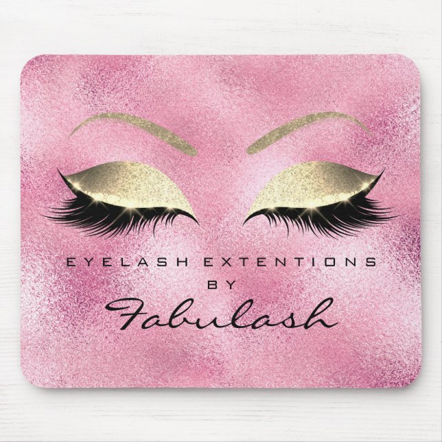 Mousepad Rosa Dourado Lashes de Beleza Luminosa Maquiagem R (Frente)