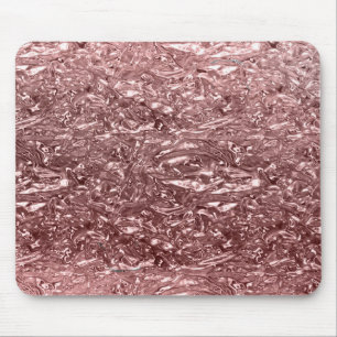 Mousepad Rosa Dourado Líquido Cromo Metálico Chic Glam
