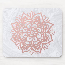 Mousepad Rosa Dourado Mandala no Bloco de Mouse Branco