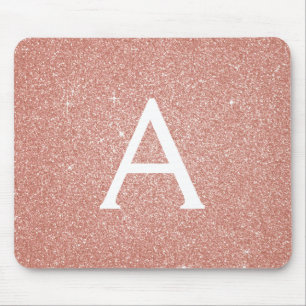 Mousepad Rosa Dourado - Nome do Monograma com Brilho Rosa