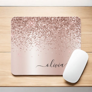 Mousepad Rosa Dourado - Nome do Monograma do Metal com Lant