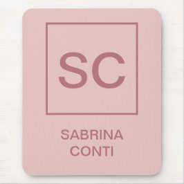 Mousepad Rosa dourado nome monograma simples profissional