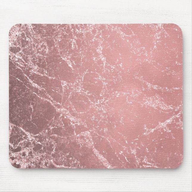 Mousepad Rosa Dourado Rosa Moderno Chique de Mármore Glam (Frente)