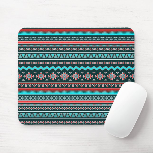 Mousepad Rosa e turquesa tribal (Com mouse)