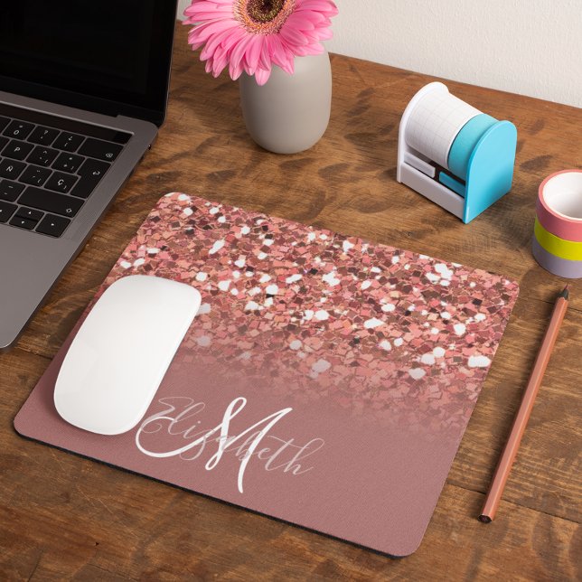 Mousepad Rosa Escuro Dourado Lixeira Personalizado (Criador carregado)