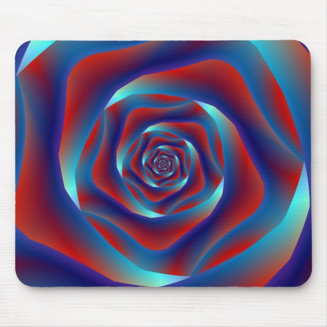 Mousepad Rosa espiral vermelho e azul (Frente)