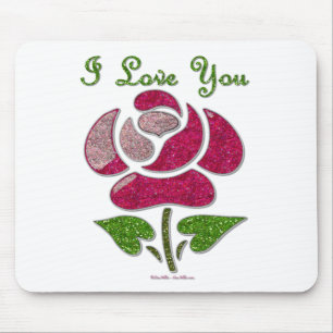 Mousepad Rosa Estêncil Rosa Eu Te Amo