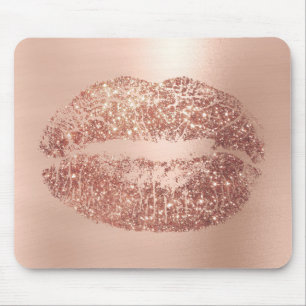 Mousepad Rosa feminino do beijo dos lábios da beleza do
