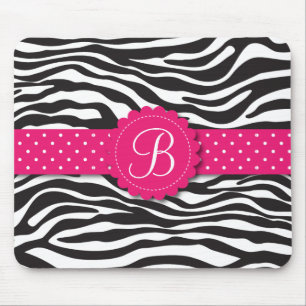 Mousepad Rosa feminino do monograma animal elegante da