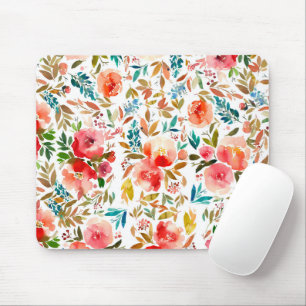 Mousepad Rosa floral vermelho-alaranjado