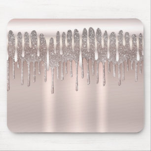 Mousepad Rosa Gelo Dourado Diamante Brilho Glitter Gotejame