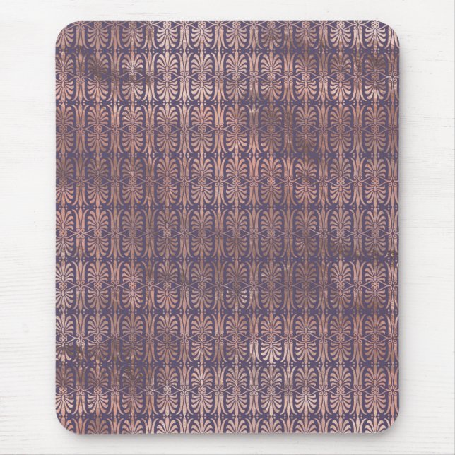 Mousepad Rosa Glamouroso Dourado Folha e Lavanda Art Déco (Frente)