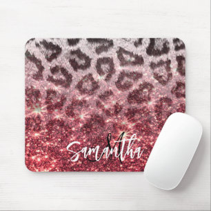 Mousepad Rosa Glitter e Leopard Print