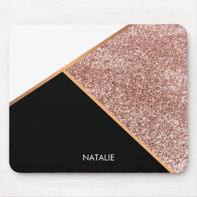 Mousepad Rosa Glitter Geométrico (Frente)