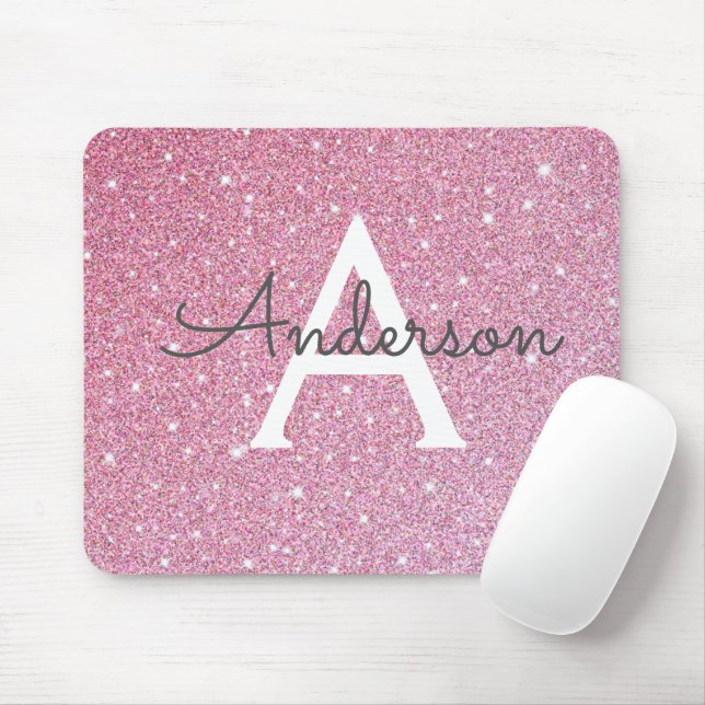 Mousepad Rosa Glitter Name (Com mouse)