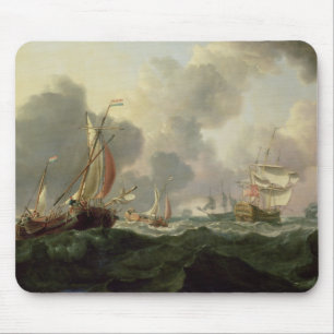 Mousepad Rosa holandeses e uma fragata britânica em mares