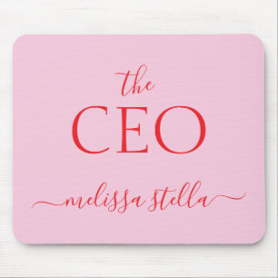 Mousepad Rosa Moderno O Nome do CEO   Melhor Presente Femin