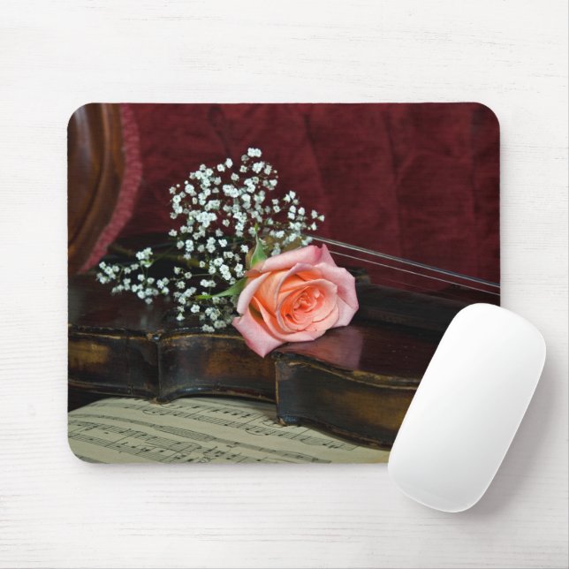 Mousepad Rosa no violino antigo (Com mouse)