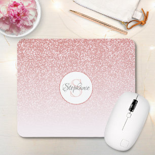 Mousepad Rosa - Nome do Monograma de Mão Rosa de Lâmpada