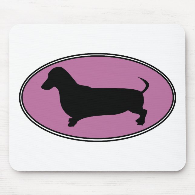 Mousepad Rosa oval do Dachshund (Frente)