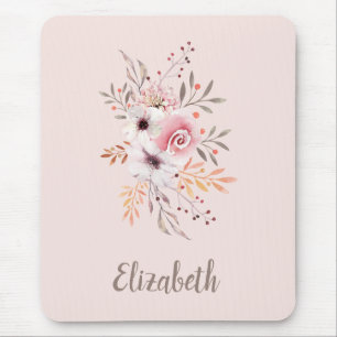 Mousepad Rosa Pastel, buquê floral do rosa - personalizado