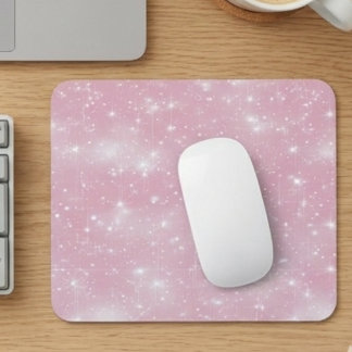 Mousepad Rosa Pastel Suave Brilho Estrela Glam