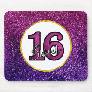Mousepad Rosa & pedras preciosas roxas do brilho da faísca