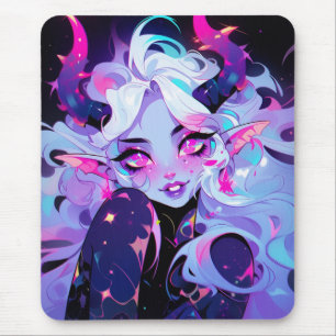 Mousepad Rosa, Preto e Pequeno Diabo Koakuma Branco