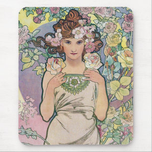 Mousepad Rosa (Quatro Flores), Alphonse Mucha