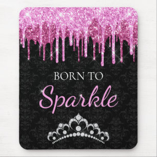 Mousepad Rosa Quente Glamour Gotejando Brilho Nascido para