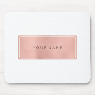 Mousepad Rosa Rectangula branco mínimo metálico Dourado d