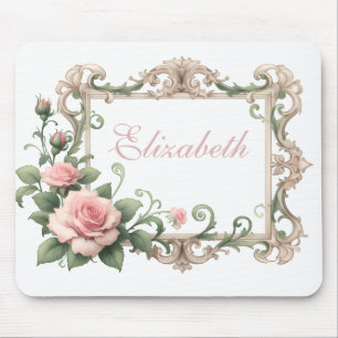 Mousepad Rosa Rosa Pink Blush Nome Personalizado