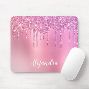Mousepad Rosa rosa-rosa esplêndido dourado e púrpura gotas
