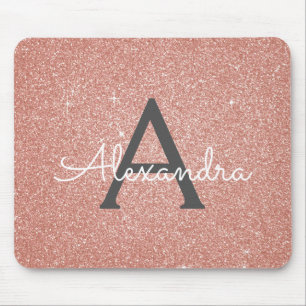 Mousepad Rosa Rosa Rosa Rosa Dourada Sparkle Glitter Nome M