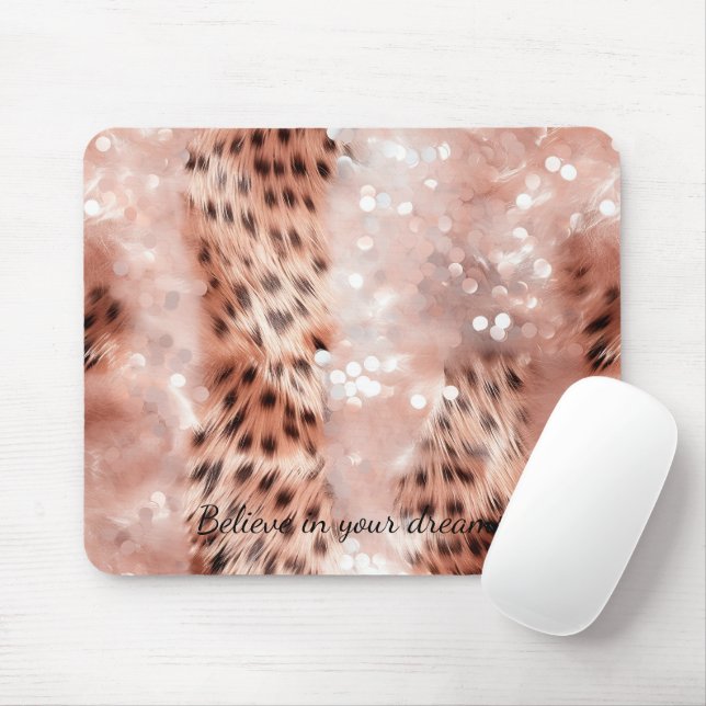 Mousepad Rosa Rosa Rosa-Rosa-na moda, Rosa Dourada Leopardo (Com mouse)