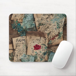 Mousepad Rosa vermelha de papel rústico legal, trabalho de 