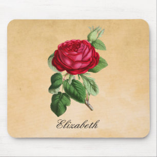 Mousepad Rosa vermelha de vindima no fundo do pergaminho de