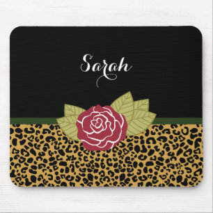 Mousepad Rosa vermelha Dourado chique do impressão do