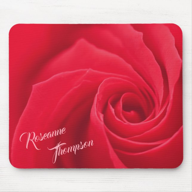 Mousepad Rosa Vermelha Elegante Personalizada (Frente)