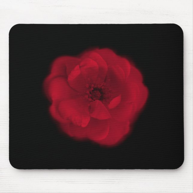 Mousepad Rosa vermelha. Fundo preto (Frente)