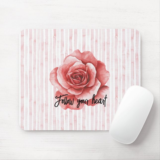 Mousepad Rosa vermelha - Listras Rosa (Com mouse)