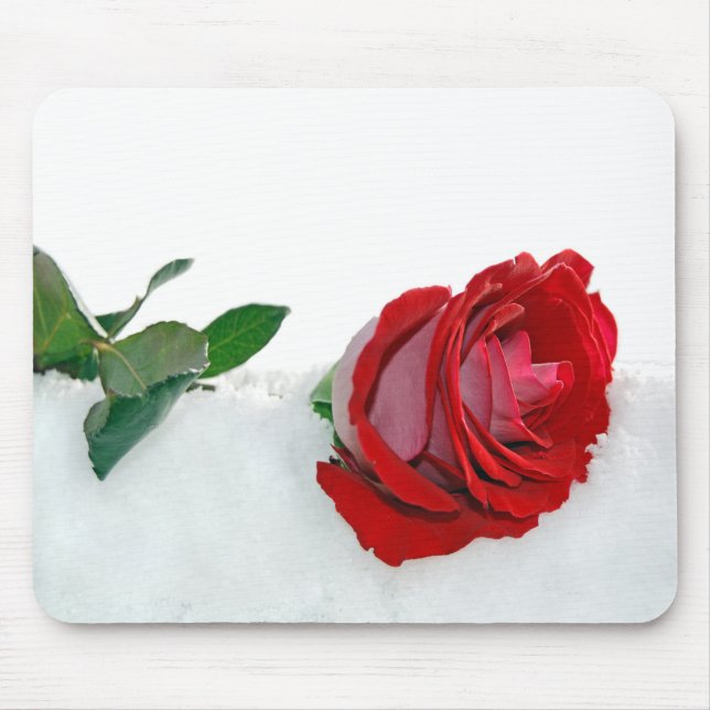 Mousepad rosa vermelha na neve (Frente)