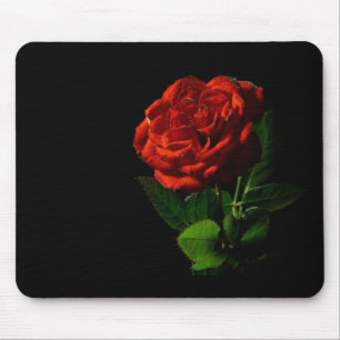 Mousepad Rosa vermelha no Preto Floral