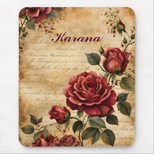 Mousepad Rosa vermelha no velho pergaminho