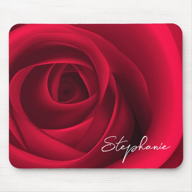 Mousepad Rosa vermelha | Presente de nome personalizado (Frente)