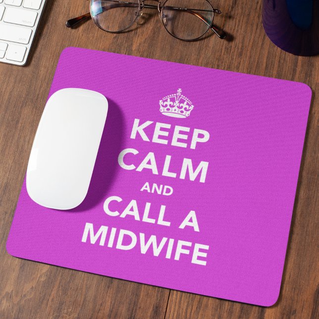 Mousepad Rosa Vibrante Mantenha a Calma e Chame uma Parteir (Criador carregado)
