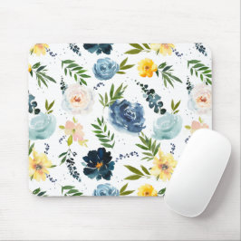 Mousepad Rosas Amarelos de Aquarela Padrão Sem Costura