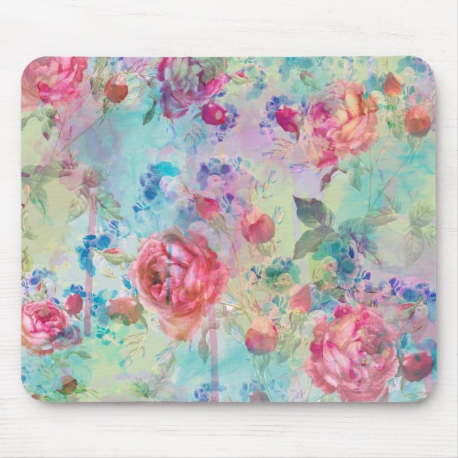 Mousepad Rosas bonito aquarelas de pintura floral design (Frente)